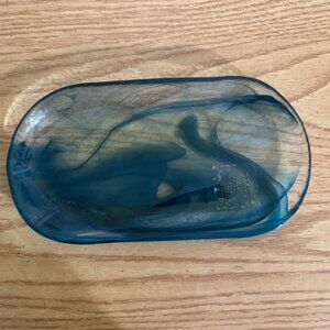 New Artistic Accents Blue Swirl Oval Serving Tray/Trinket Dish 10 " x 6 "